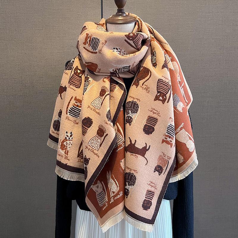 

Шарф из искусственного кашемира, женский зимний модный утолщенный теплый шарф для защиты от холода, шарф-шаль для кондиционера 65*188cm