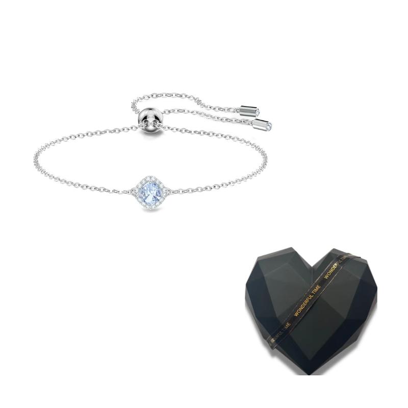 Swarovski Angelic Alloy Bracelets Womens Blue F-Black Heart-Shaped Gift Box синий