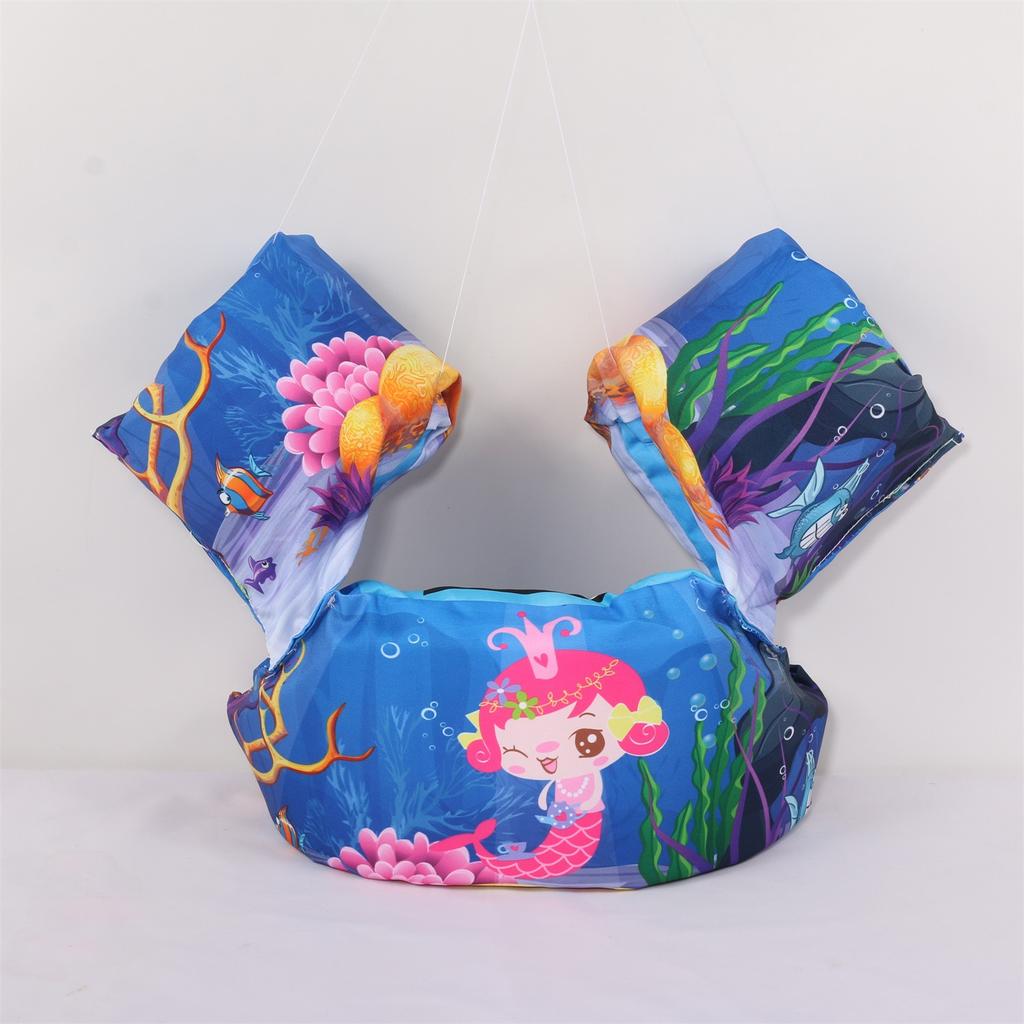 Kids Arm Float Pool Armband Baby Mermaid Swimsuit Buoy Swimming Vest Ring Swim Float Vest Life Jacket Safety 14-25kg Girl Boy