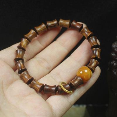Black Rosewood Bamboo Joint 7*9 Bracelet Sliding Ring Style Wooden Buddhist Literary Jewelry