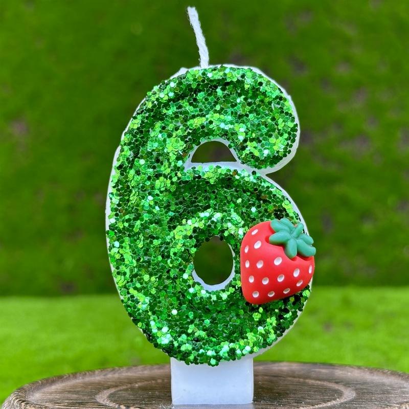 Strawberries Number Boy Birthday Candle Mini Party Supplies Girl Candle 3 Years Wedding Decorations Items Candles For Cake