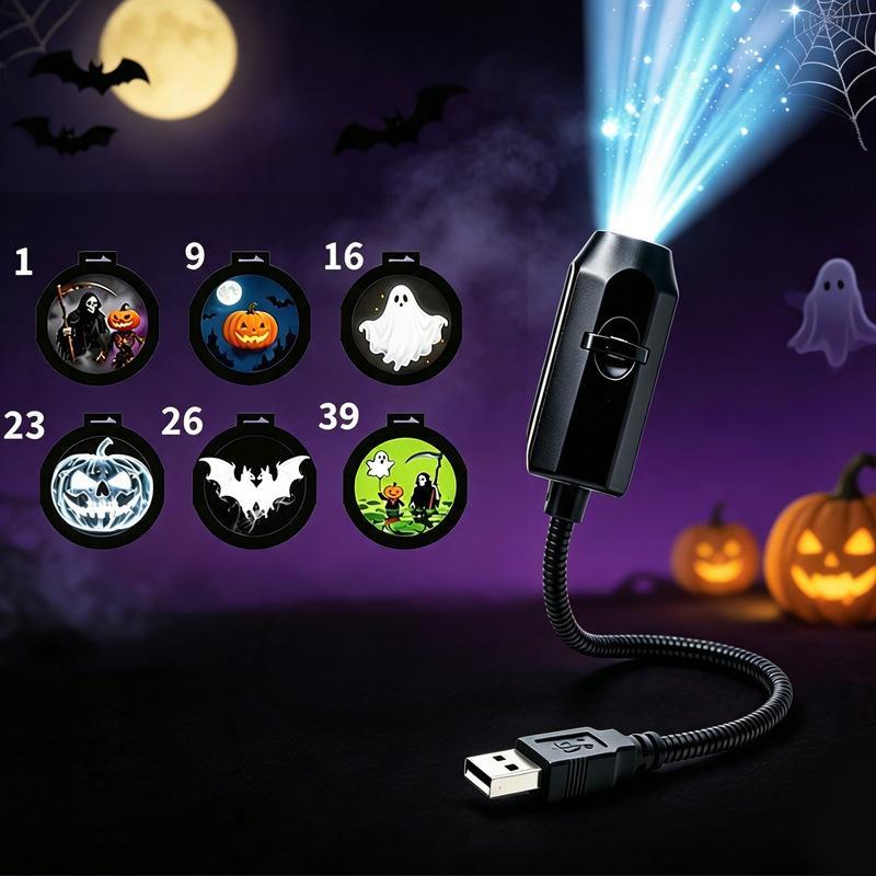 USB Operated Portable Projector Light Christmas Halloween Patterns for Bedroom Home Holiday Decoration