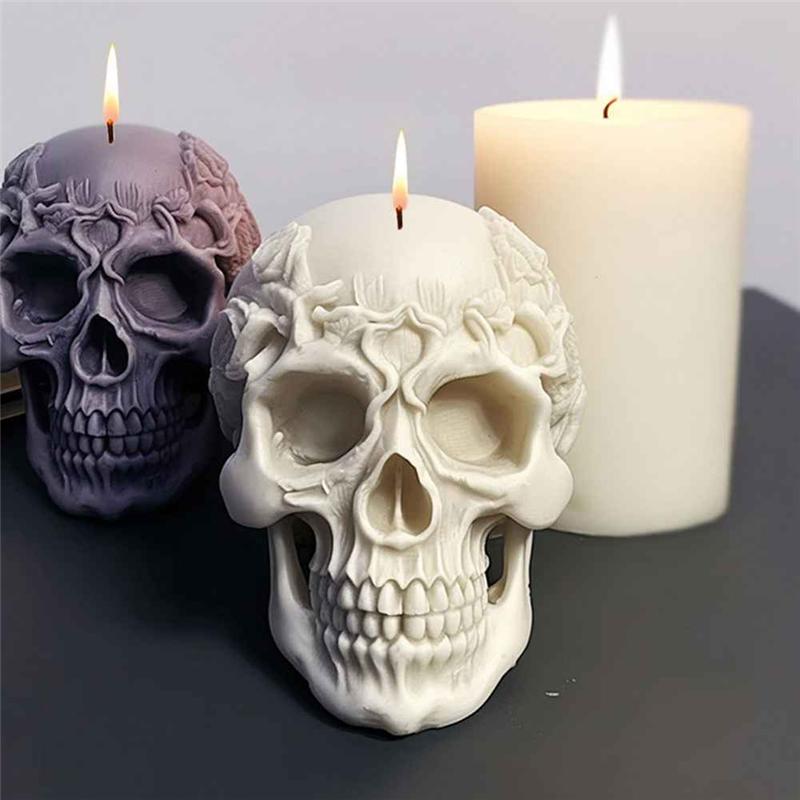 Good-Rose Skull Candle Mold DIY Chocolate Cake Handmade Halloween Decoration Mold