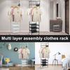 Rohový věšák na oblečení do ložnice Samostatný stojan na kabáty se 3patrovým botníkem, úložným prostorem a 10 pohyblivými háčky Kovový organizér