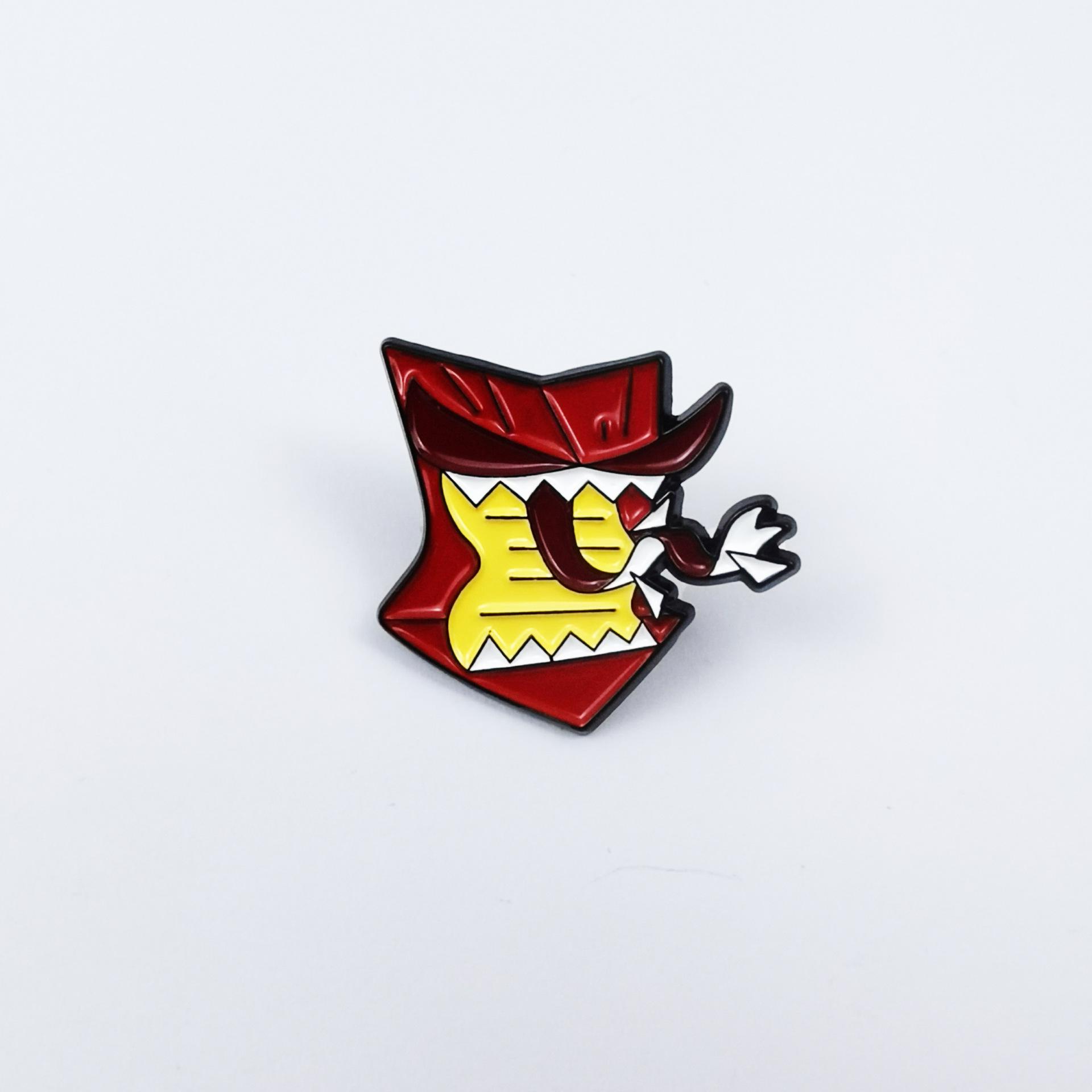 Geometric Shape Cartoon Character Metal Badge Brooch with English Letters - Creative Beer Calendar Design