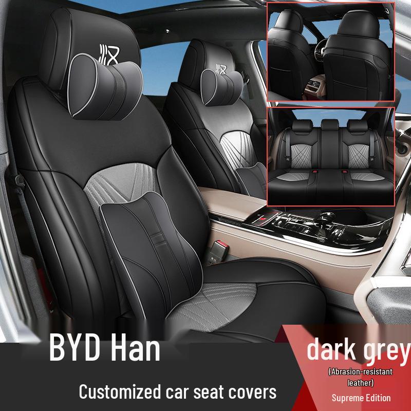 Durable Leather Seat Cover for BYD Han - Suitable for All Seasons, Fits Five Seats