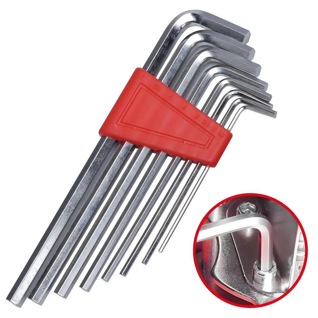 Pocket Portable 8-Piece Hexagonal Socket, L-Shaped Short Arm Size, Precise Anti Slip And Anti Slip Maintenance Wrench