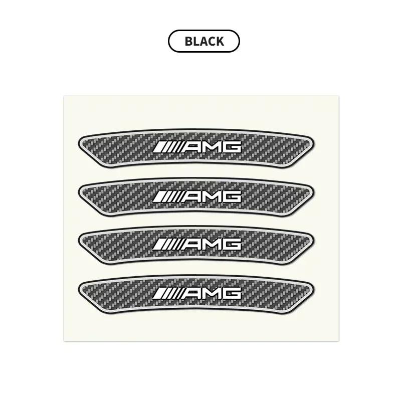 4Pcs Car Wheel Rim Sticker Hub Decoration Carbon Fibre Decals For Mercedes benz AMG C E S GLE CLC Class W205 124 W221 W213 W212