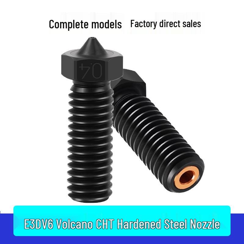 E3D V6 Volcano Hardened Steel CHT Three-Hole High-Flow Nozzle for 3D Printers Hardened Steel Nozzle 1.0mm