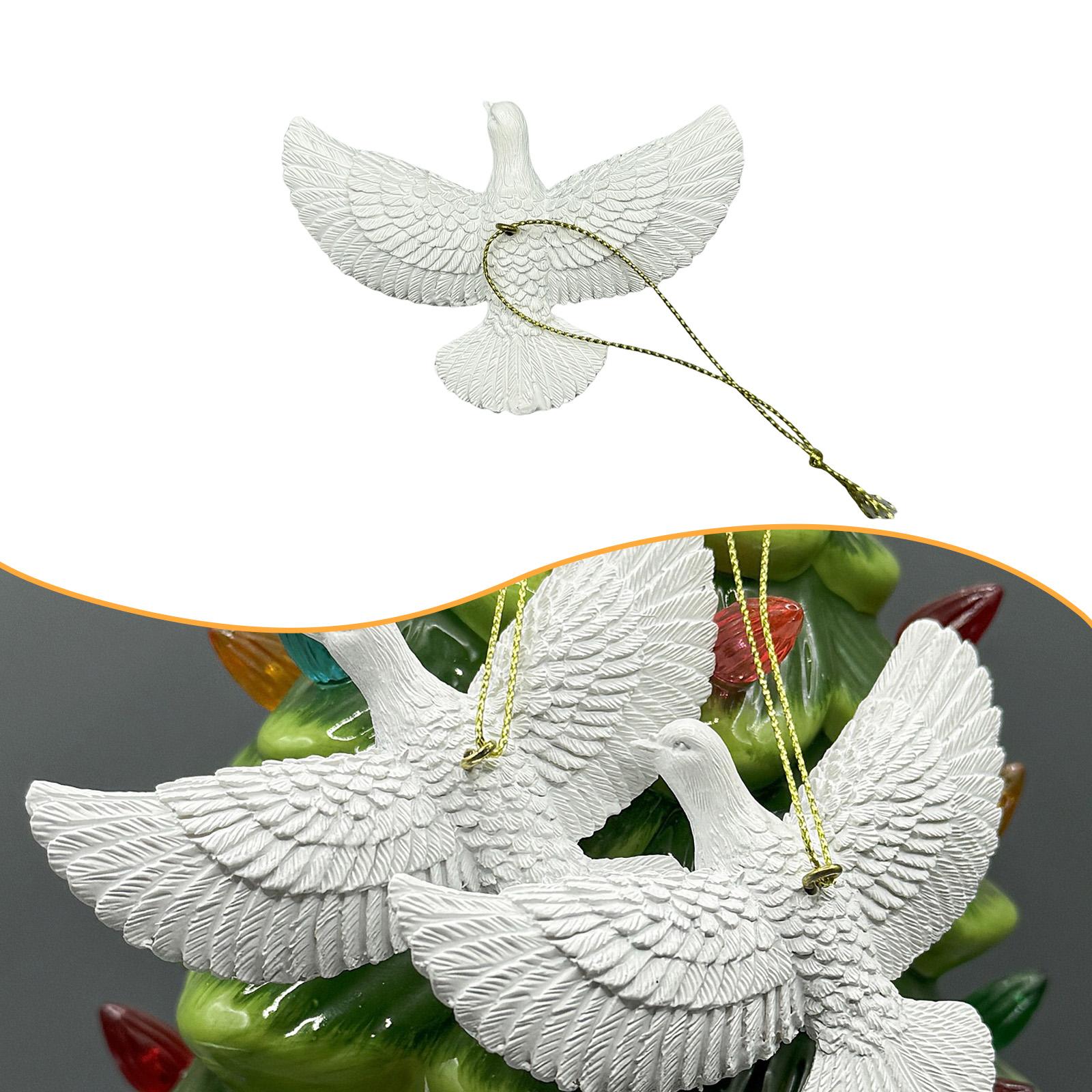 

Christmas Tree Hanging Ornament Resin White Dove Pendant Elegant Charm Decoration for Holiday Home Yard Wedding Event білий