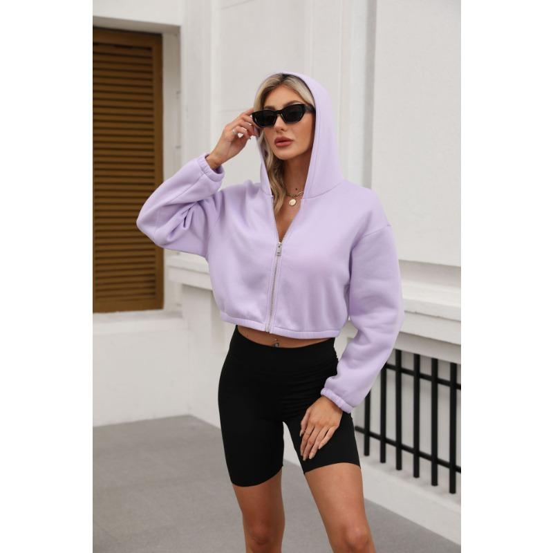 

JKASHDK Женская мода повседневные однотонные толстовки с капюшоном и длинным рукавом с принтом XL фиолетовый