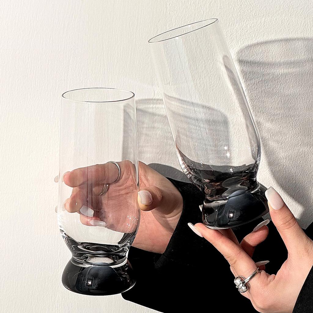 Cute Thick Bottom Handle Coffee Glass Mountain Latter Milk Juice Water Glass Goblet Glass Cup