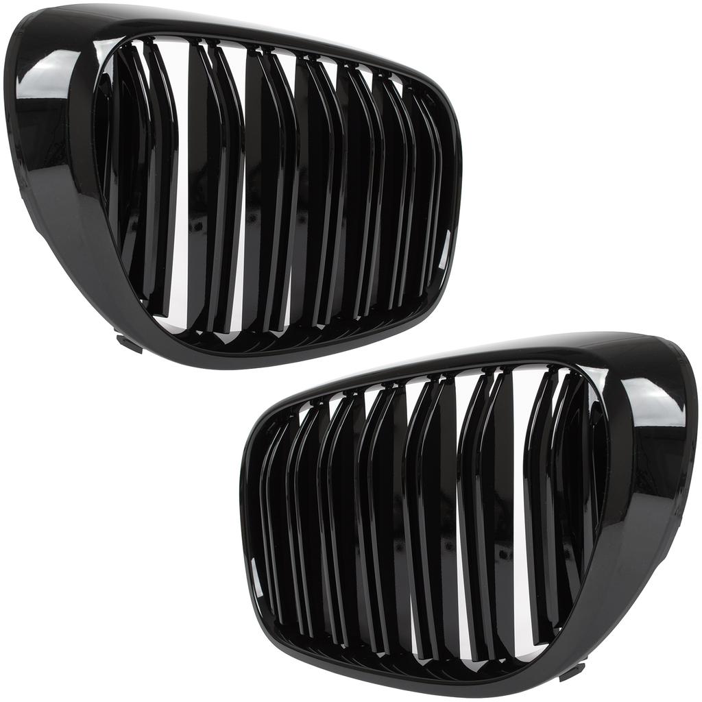 BMW 7 G11 G12 2015- Grille Between Headlights (Kidneys) Left + Right Set, Black Glossy Double Bar
