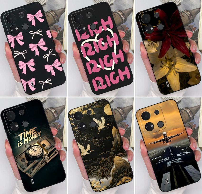 For Itel A04 A05s A16 A18 A23 A25 A26 A17 A33 A56 Phone Case Pretty Bow Pattern Fashion Shell Matte Silicone Anti Drop Protective Covers For Itel Capa