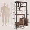 Libreria a 6 Livelli, Mobile Portaoggetti luminoso a LED, con Ante, 1 cassetto, Struttura in Acciaio, per Soggiorno, Ufficio, Camera da Letto
