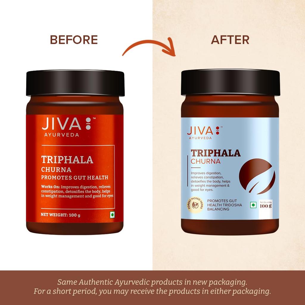 Jiva Triphala Churna 100g Opakowanie 3 szt. Ajurwedyjski Proszek na Trawienie Zdrowie Jelit Detoks Odporność