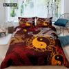 Fire Dragon Duvet Cover Set Magical Dinosaur Bedding Set Jungle Animals Pattern Wildlife Style King Size Polyester Quilt Cover
