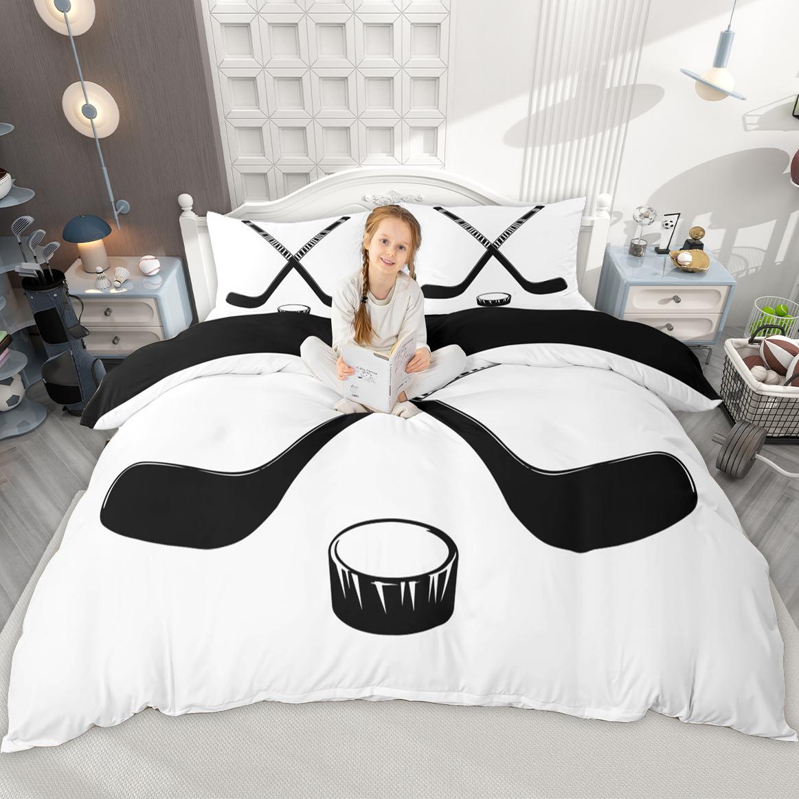 

Комплект пододеяльника для хоккея с шайбой Homewish для мальчиков и девочек, спортивный комплект пододеяльника, подарки для спортсменов, постельный комплект DE XS 100x135cm 2pcs&set