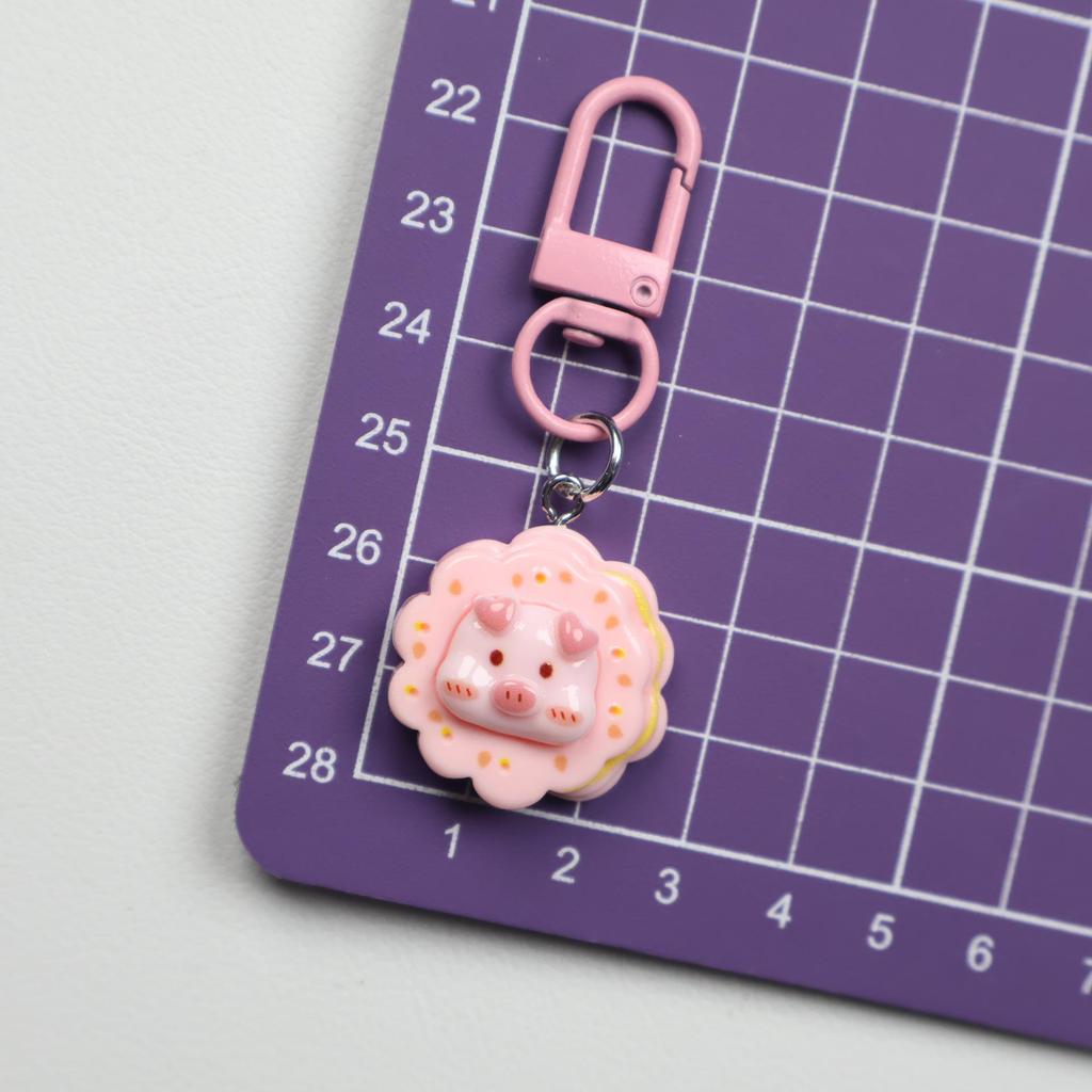 Resin Cartoon Piggy Keychain Pendant - Cute Dessert Ornament for Bags & Backpacks, Ideal for Couples and Students.