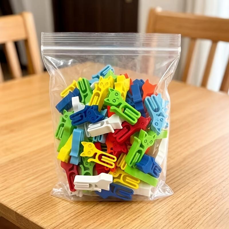 10pcs Multi-colored Mixed Pack of Cat-shaped Snack Bags with Sealing Clips Food Bags Packaging Sealing Clips Lightweight