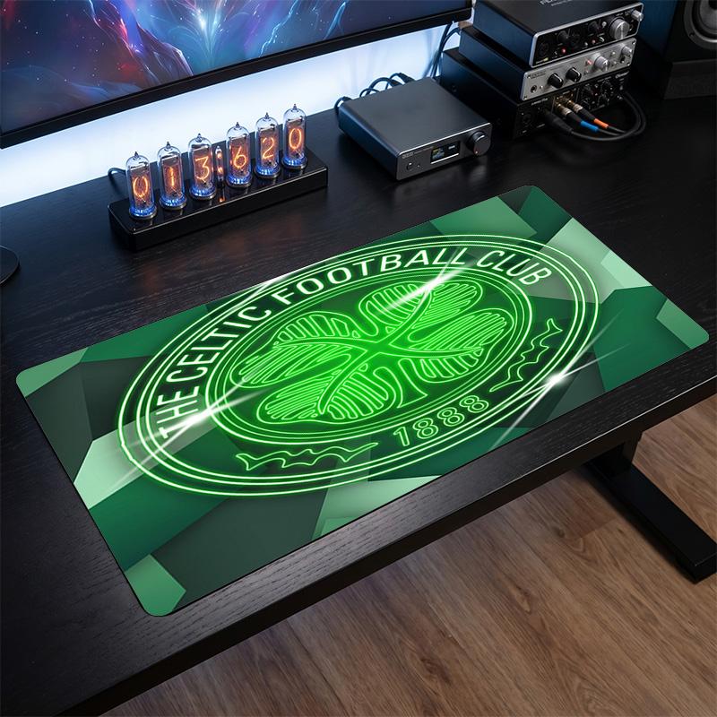 Celtic FC Theme Pattern Mouse Pad, Soccer Logo Design XXL Gaming Desk Mat Non-Slip Computer Mouse Pad