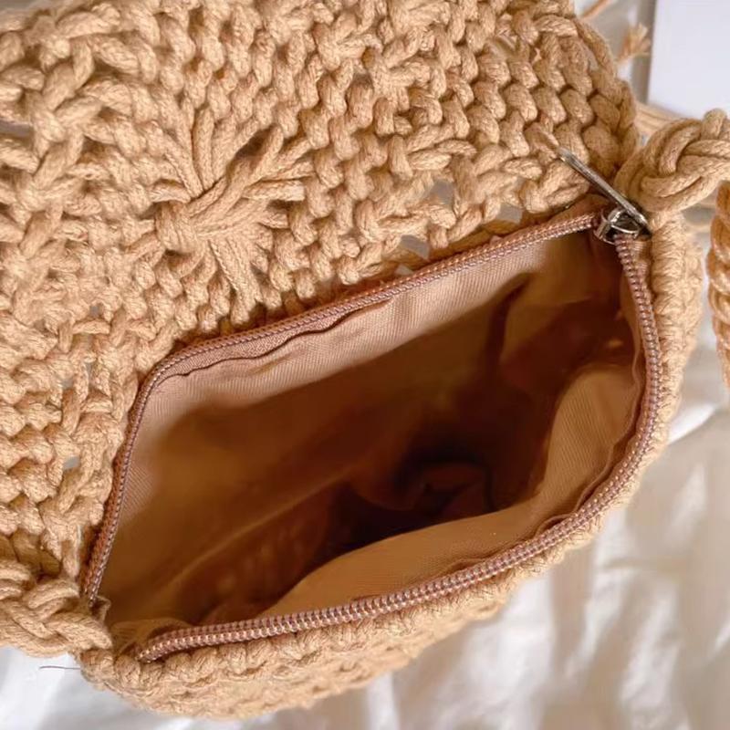 New Casual Handmade Crochet Braid Fringed Bag Women Tassel Knitted Handbag Female Beach Bohemian Shoulder Messenger Bag