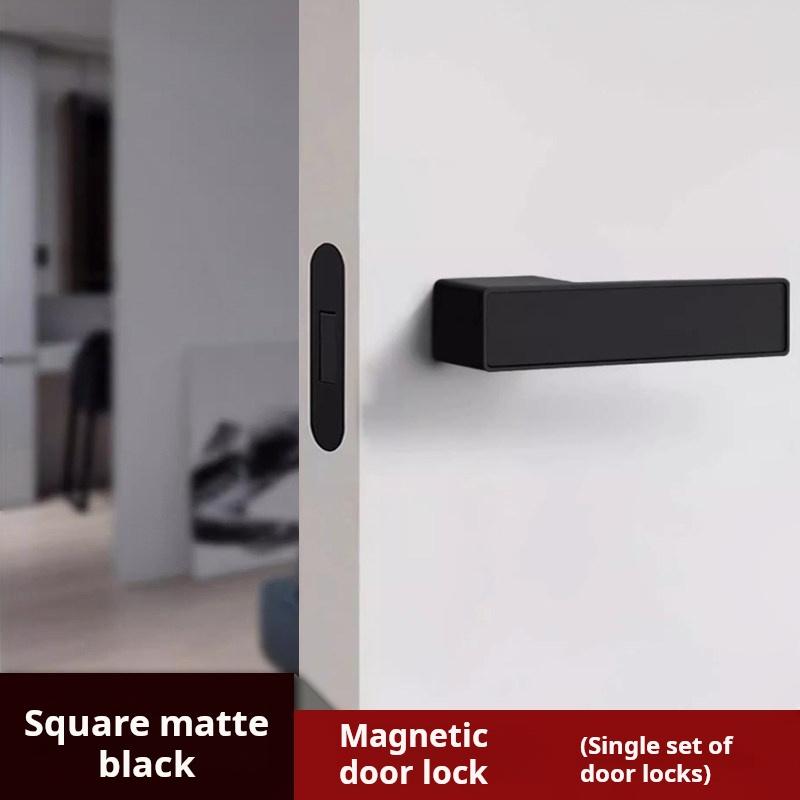 (1 Set) Cream Style Minimalist Magnetic Ecological Door Lock  Home Indoor Bedroom Door Handle One Line Lock Hardware Accessories