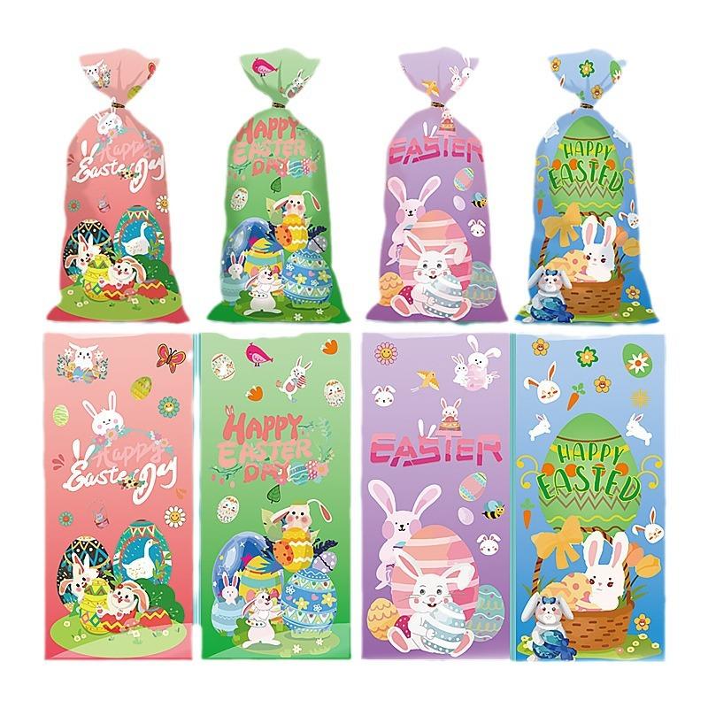 Four In One, Easter, OPP,Flat Pocket, Rabbit Easter Egg Pattern, Candy Gift Packaging Bag, Universal Holiday