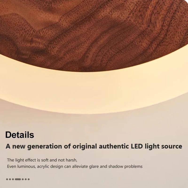 Nordic Walnut LED Wall Light Modern Indoor Wall Scomce for Bedroom Living Room Hotel Hallway Luster Home Decor Lighting Fixtures