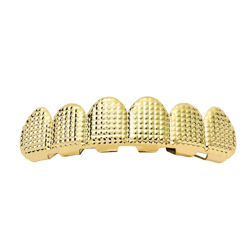 Gold Plated Hip-hop Grillz with Textured Mesh Design for Artists