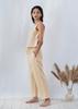 Linen Two Piece Set Women Cross Back Top Paperbag Pants Co-ord