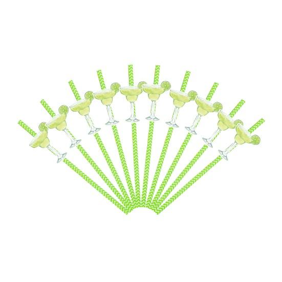 10Pcs Cocktail Paper Straws, Margarita Drink Straws with Lime Decoration, Disposable Fruit Picks for Cake And Party