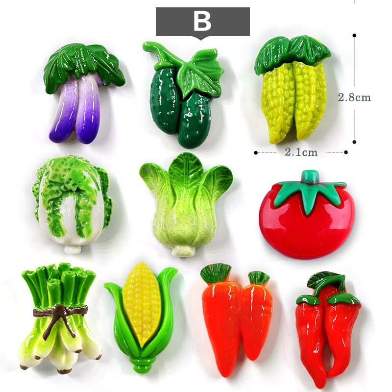 10pcs Green Vegetable Fridge Magnet Gift Food Figurine Resin Refrigerator Whiteboard Sticker Diy Decoration Kitchen Accessories