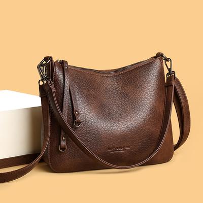 Damen PU Handtasche Große Kapazität Umhängetasche Crossbody Tasche Pendler Muttertasche