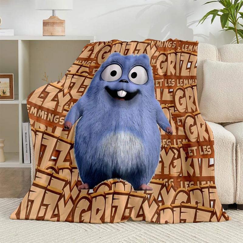 1PC Bear And Blue Critter Adventure Flannel Blanket Gift, Suitable for Both Men And Women, Soft Ideal for Beds And Sofa, Birthday Or Christmas Gift