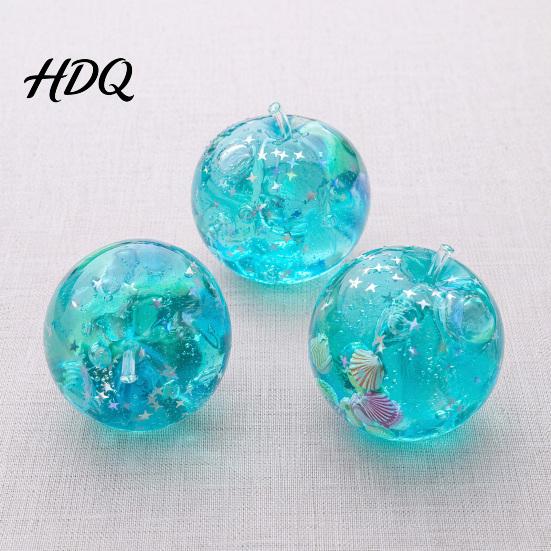 Ocean Seashells Stress Ball Fruit Squeeze Toy, Anxiety Relief Clear Star Sequins TPR Reliever Ball, Home Office Workers Hand Relaxation Sensory