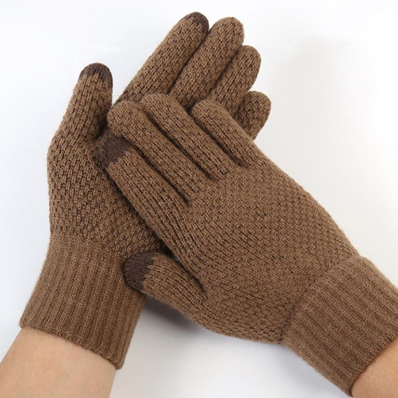 Thick Knitted Men Winter Gloves Imitation Cashmere Two Layer Touch Screen Adult Gloves Male Outdoor Mitten Thicken Gloves