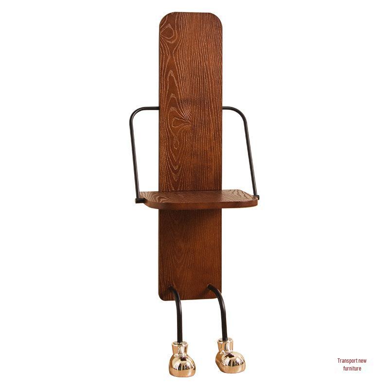 Vintage Solid Wood Bedside Table with Foldable Storage Rack