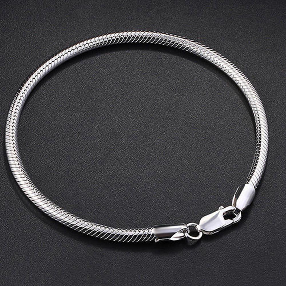 

S925 Silver Plated Snake Bone Bracelet Unisex Luxury Couple Bracelet Stylish and Versatile 17cm