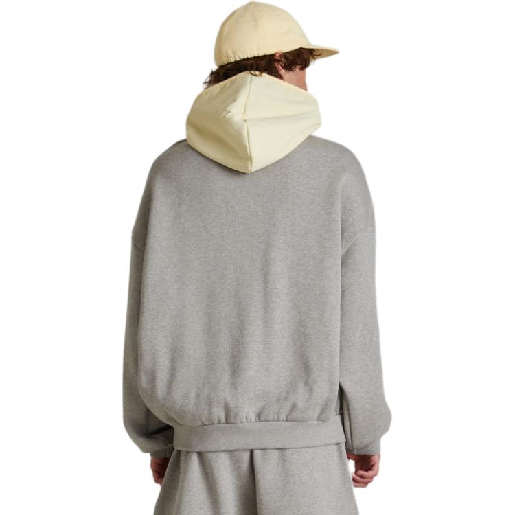 Fear of God Essentials Nylon Fleece Hoodie Dark Heather Oatmeal/Garden Yellow Men Tops Grey 202SP244311F