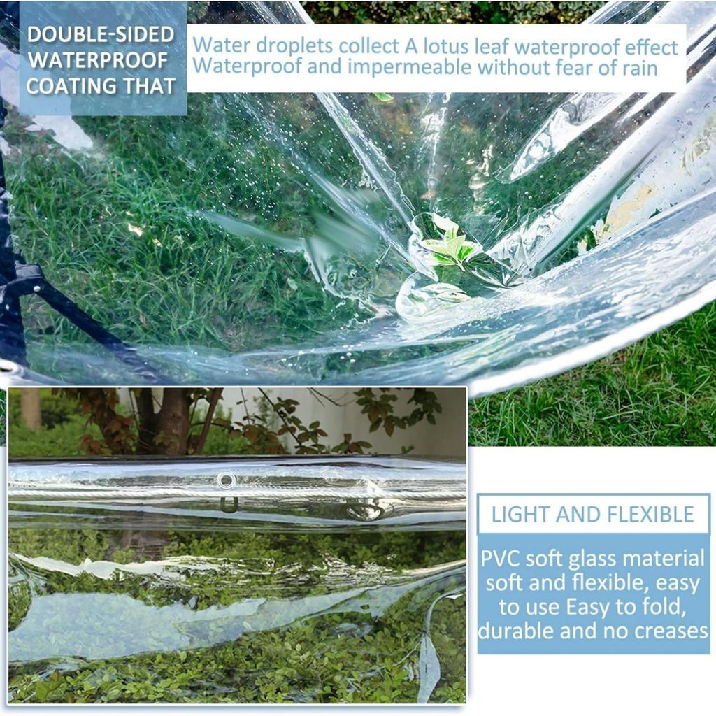 Clear Waterproof Cover Tarp 1.8m 2.4m 3m 4m Transparent Tarpaulin Waterproof PVC Vinyl Tarps Plants Dustproof Sheet for Garden Furniture