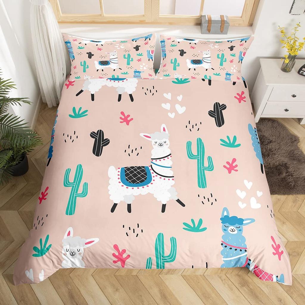 Green Cactus Bedding Sets 4 Pieces Soft Duvet Cover Set with Pillow Shames for Teen Girls Boys Men Women Bedroom Decor Vintage