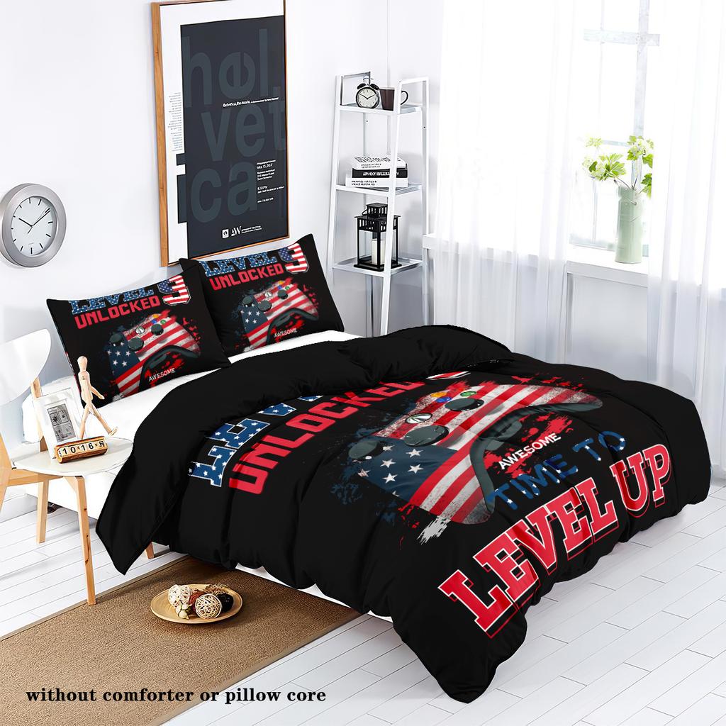 3-piece Down Duvet Cover Set with Game Controller Pattern Digital Printing (1 Duvet Cover+2 Pillowcases, No Core) Bedding Set