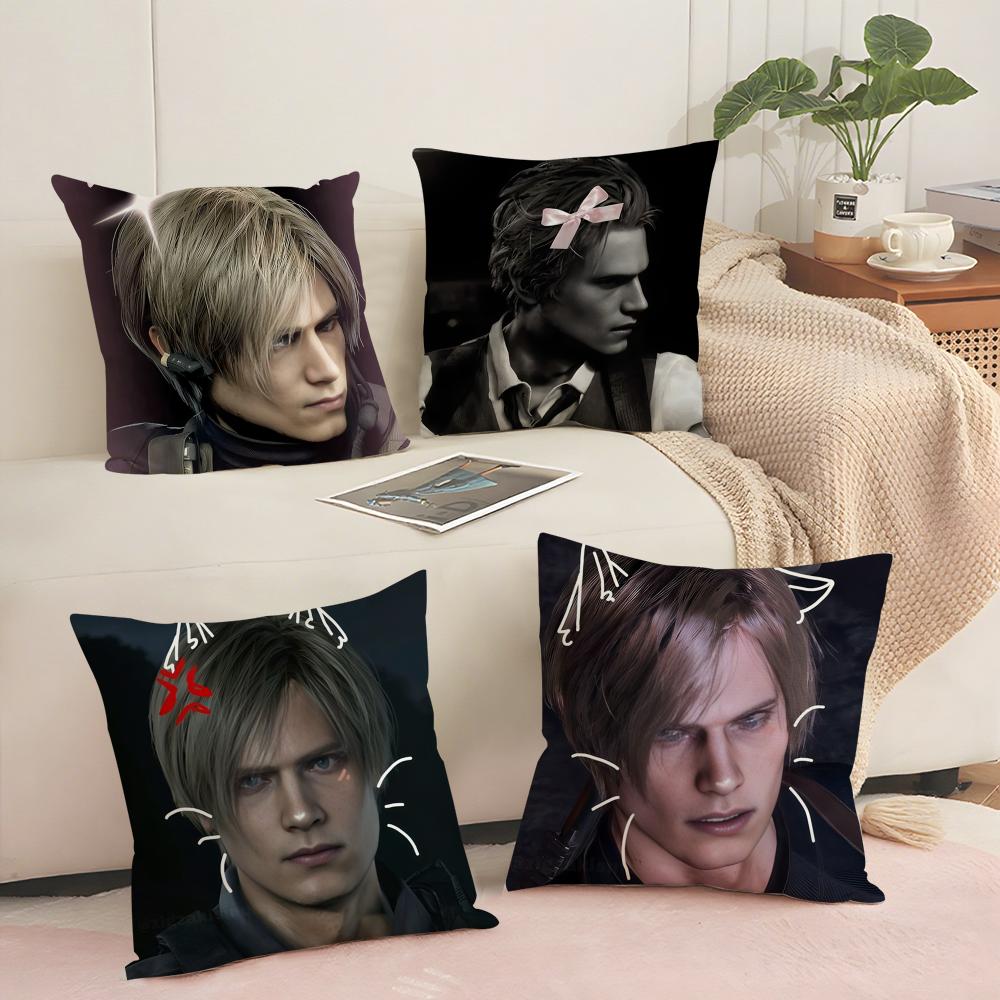 Heart Pink Leon KKennedy Cushion Cover Silky Short Plush with Invisible Zipper Dustproof Sofa Pillow Cover for Home Decor
