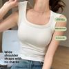 Wide Shoulder Strap Women's Vest with Chest Pad Summer All-match I-shaped Vest Slim Fit Base Top O