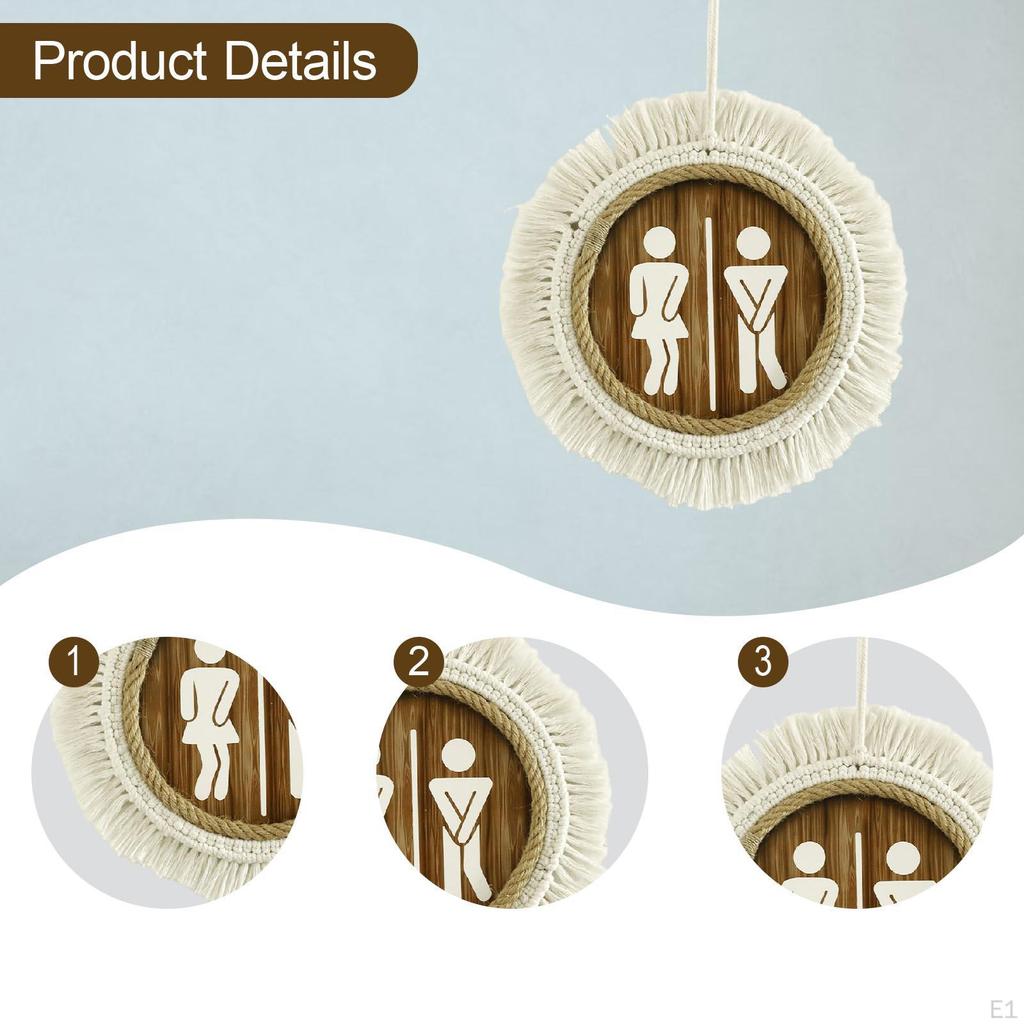 Unisex Restroom Door Sign,Wooden Bathroom Sign Easy To Hang Plaque Women Men Toilet Wall Decor for
