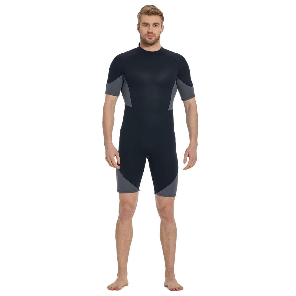 MORGEN SKY Spring Short Back Jersey Neoprene Sun Suitable for and Fishing Men's One-Piece Wetsuit, 2mm/3mm Wetsuit, Sleeve, Zip, Lining, Material,