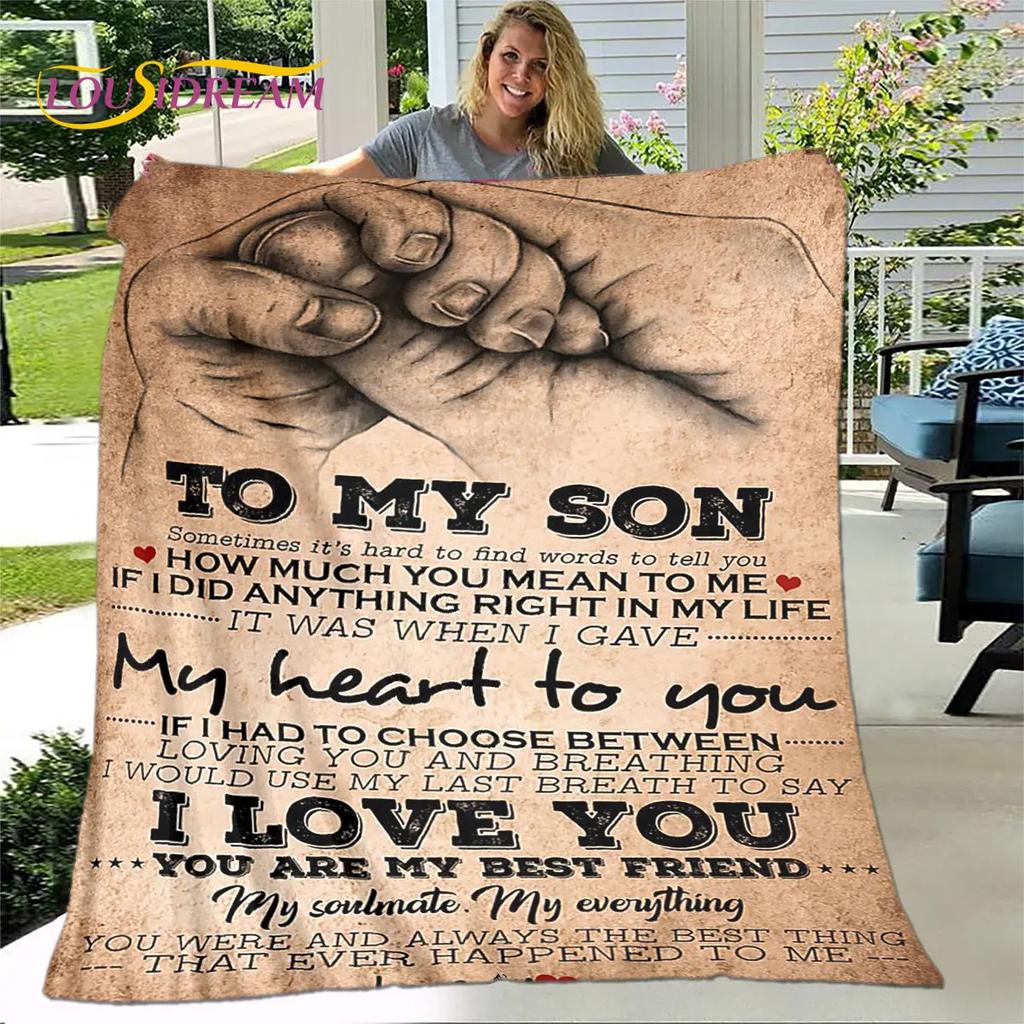 To My Son Plush Lion Wolf Dragon Eagle Quilt Blanket,Flannel Blanket Throw Blanket for Living Room Bedroom Bed Sofa Gift for Son
