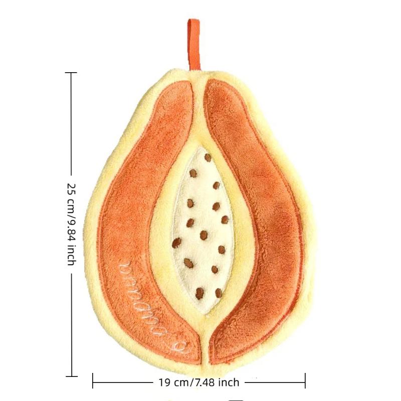 Cute Fruit Shaped Coral Fleece Hand Towels With High Absorbency And Hanging Loop Perfect For Kitchen Bathroom Use