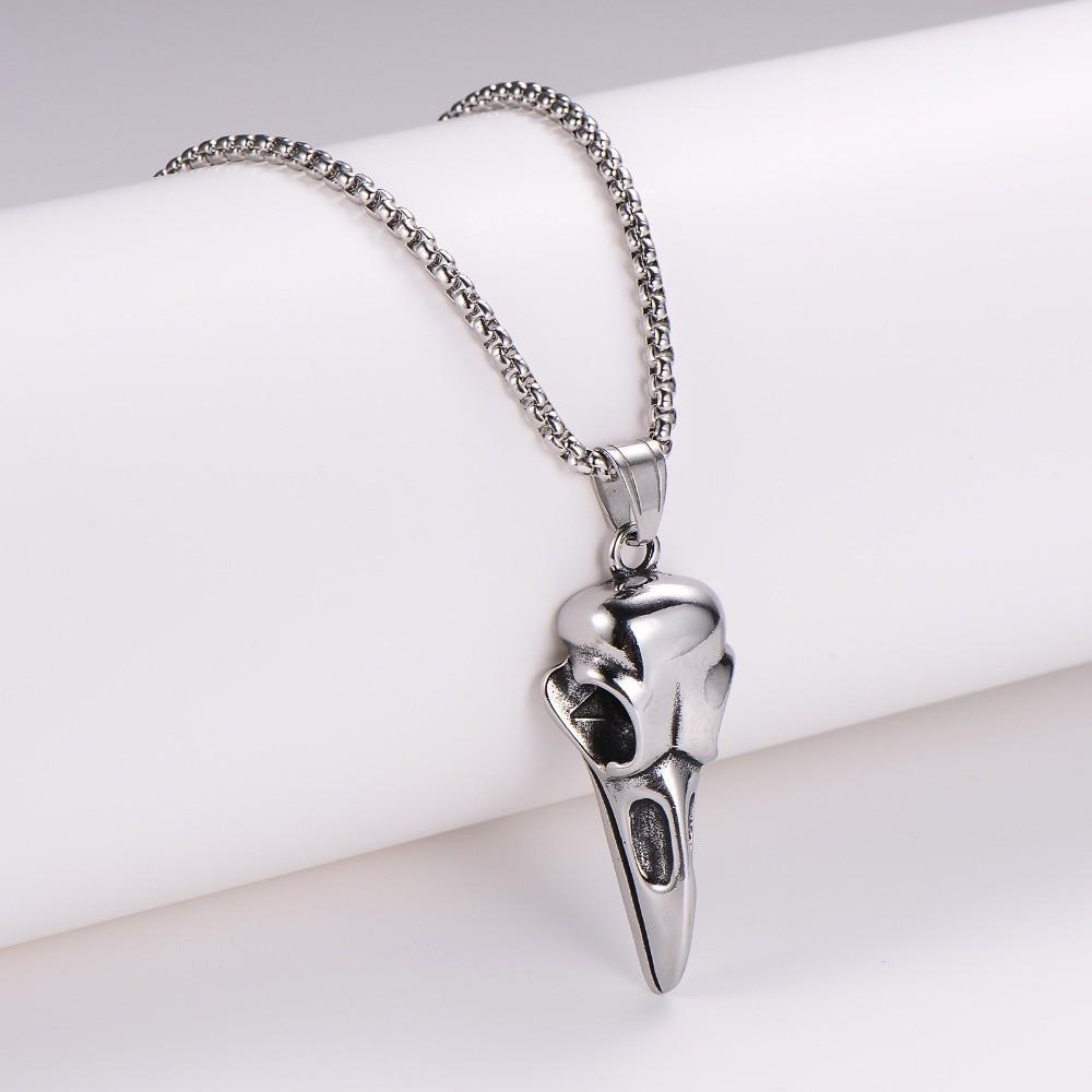 Серебряное ожерелье с черепом птицы из нержавеющей стали 304 Viking Crow для мужчин и женщин